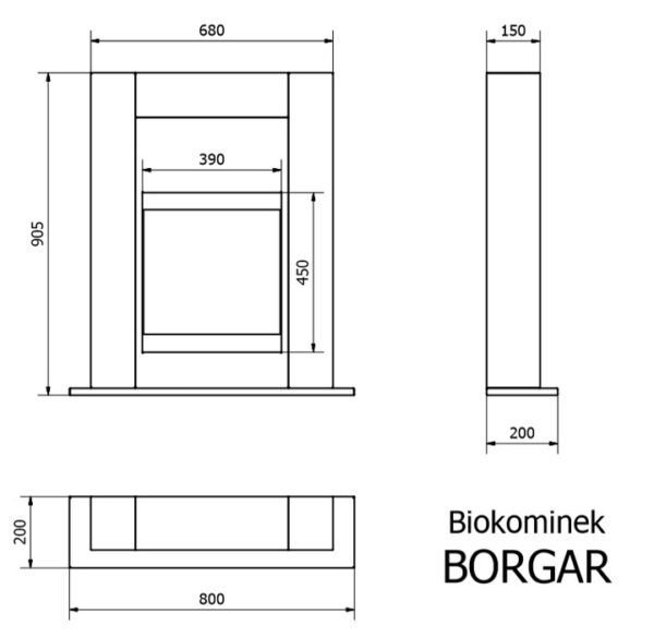 Биокамин Dekorta <br> Borgar белый со стеклом